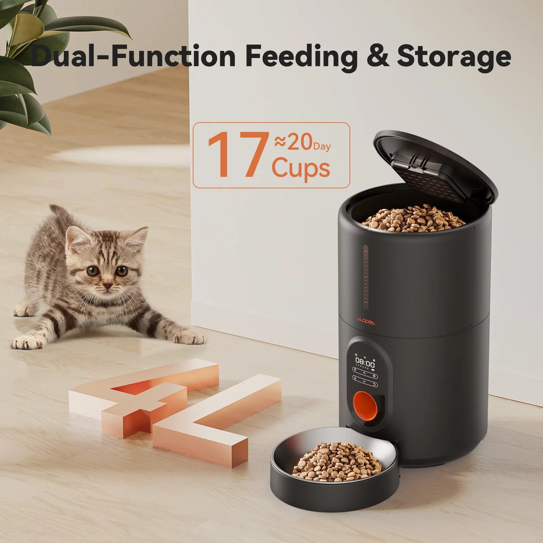 Automatic Pet Feeder with Stainless Steel Bowl