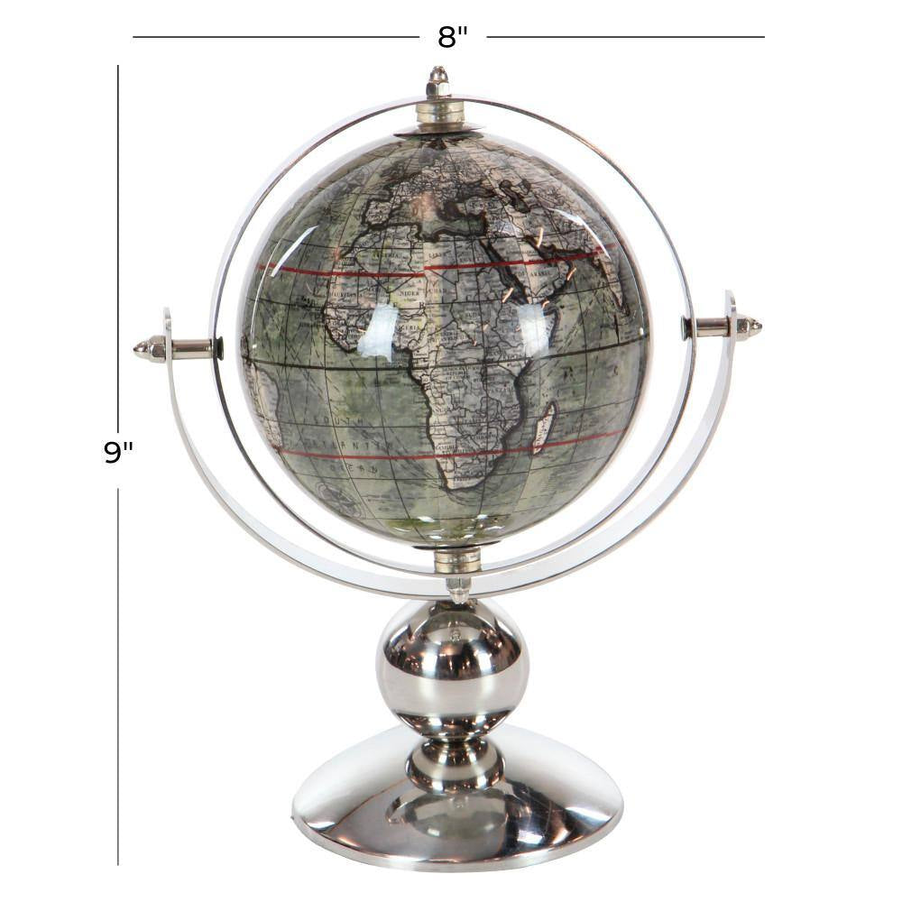 9" Silver Stainless Steel Decorative Globe