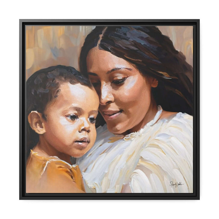 Mother and Child Portrait Canvas Wall Art with Frame by QueenNoble