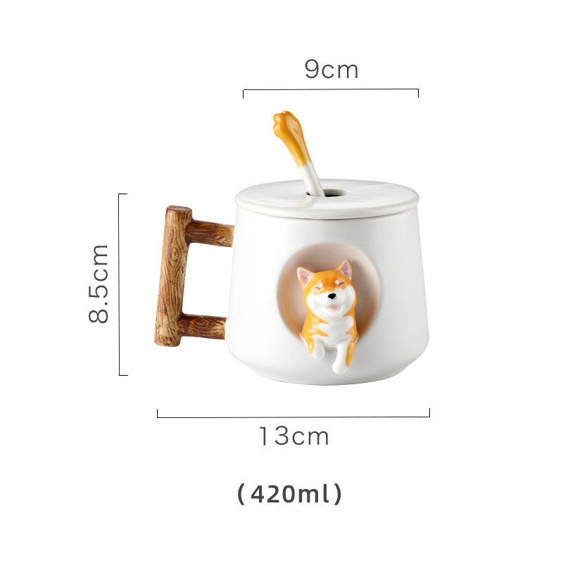 Creative Cute Mugs With Lid & Spoon