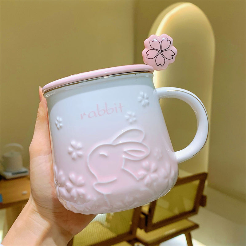 Year of the Rabbit Cherry Mug - Ceramic Coffee Cup