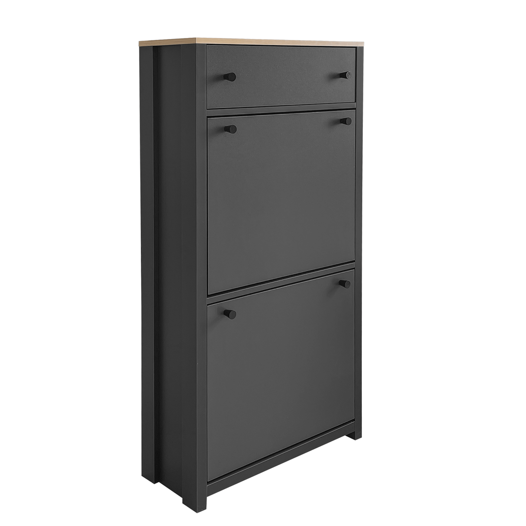 Top Shoe Cabinet with 2 Flip Drawers, Independent Shoe Rack