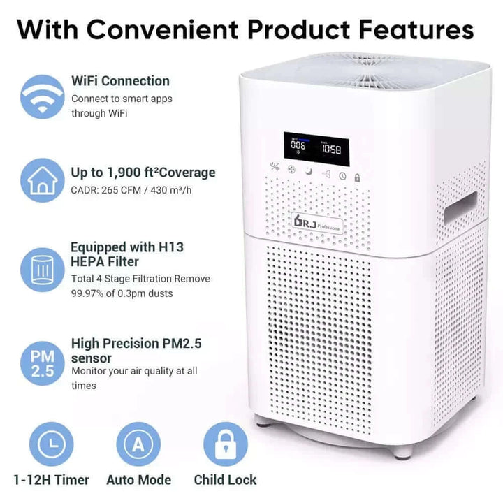 DR.J Professional Smart WiFi Air Purifier for Home Large Room