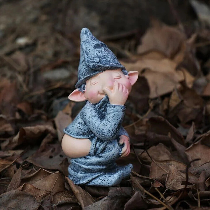 Naughty Gnome Miniature Resin Statue: Funny Pooping Dwarf