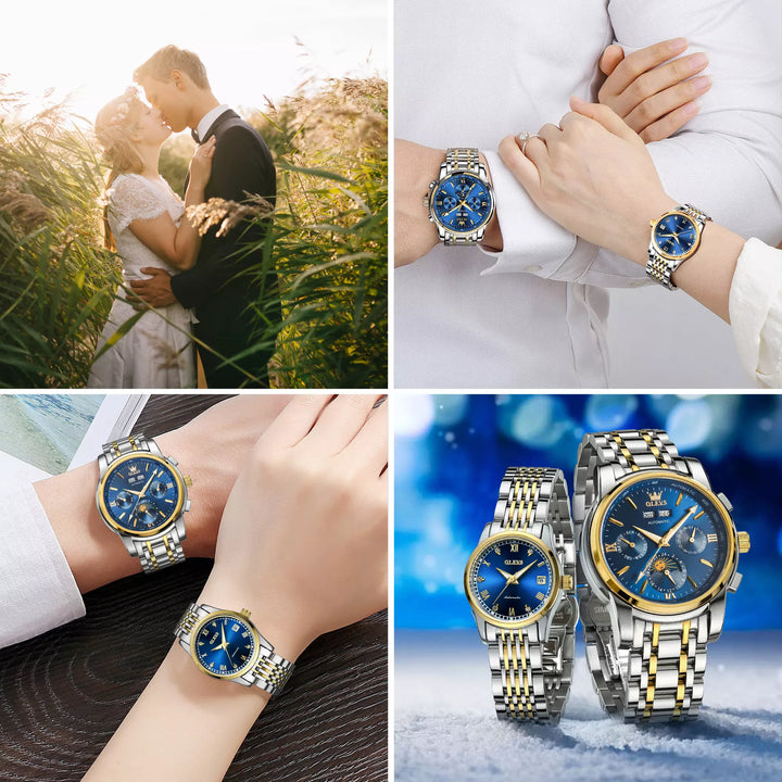 Set of 2 Casual Automatic Watches for Couples