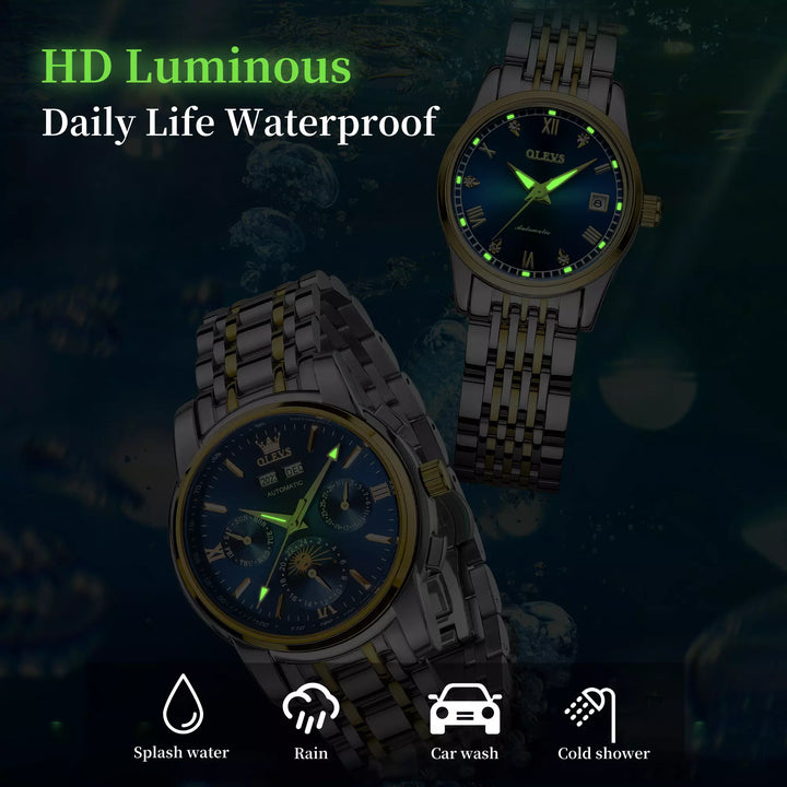 Set of 2 Casual Automatic Watches for Couples