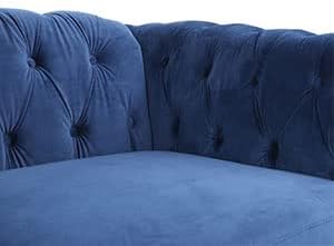 Chesterfield Loveseat, Modern Velvet Sofa Tufted Couch (Blue)