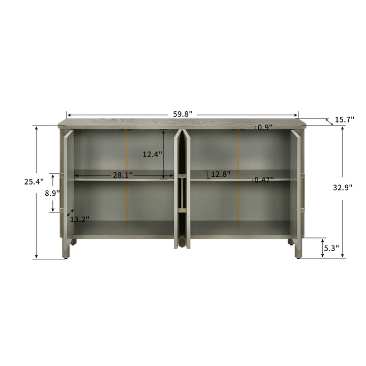 Curved Countertop 4-Door Storage Cabinet