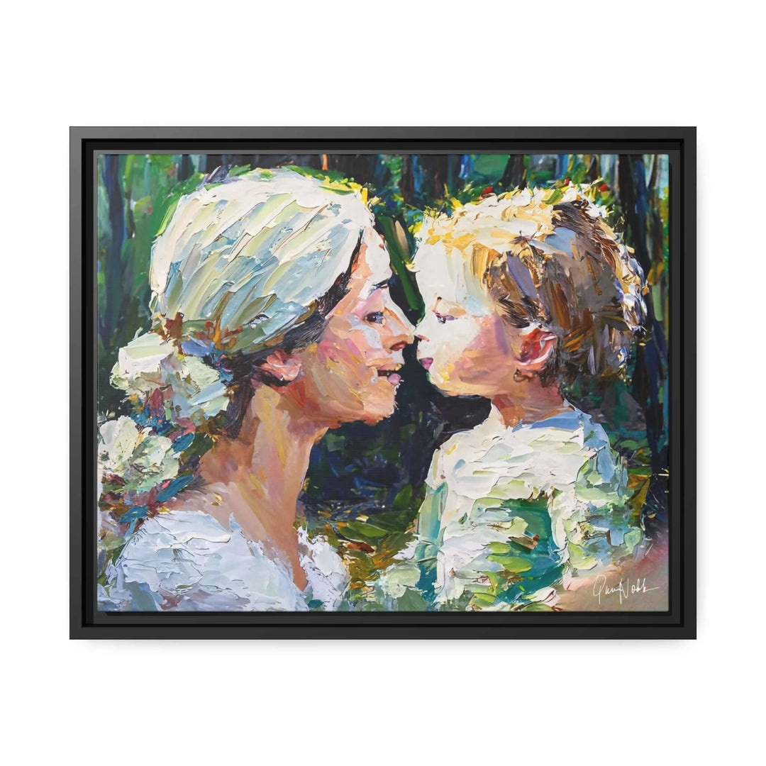 Mother and Child Canvas Wall Art with Frame by QueenNoble