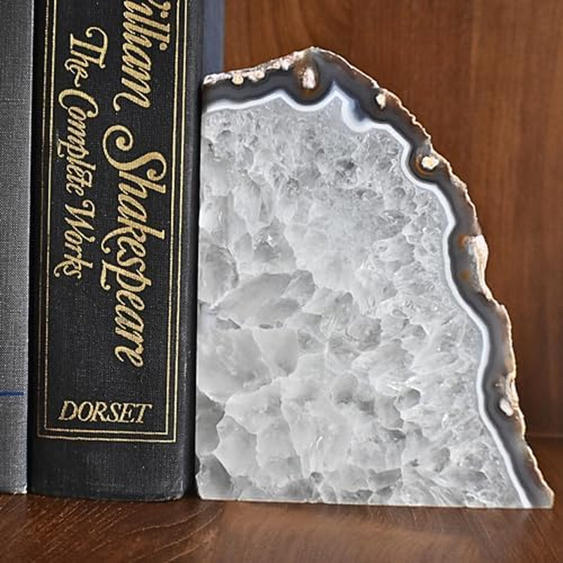 1 Pair Natural Agate Bookends A-Grade Quality Heavy Decorative Stone