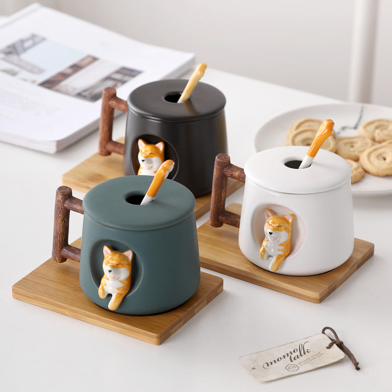 Creative Cute Mugs With Lid & Spoon