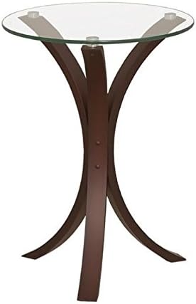 BOWERYHILL15.75"RoundWoodAccentEndTable,TemperedGlass