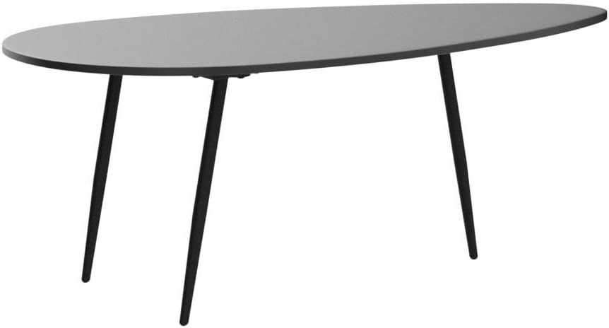 Modern Oval Coffee Table, Black Small Accent Table for Living Room