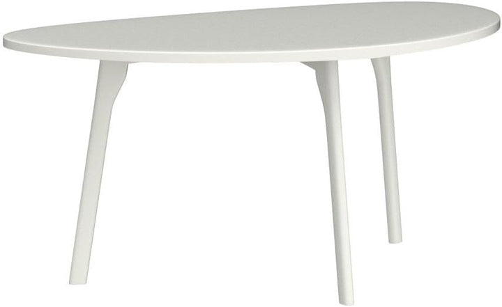 Small White Oval Coffee Table for Small Spaces, Modern