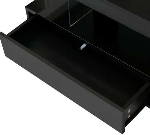 High Gloss UV Coffee Table with LED Lights, Black