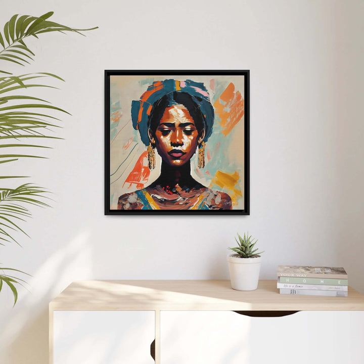 Woman with Turban Portrait Canvas Wall Art with Frame by QueenNoble