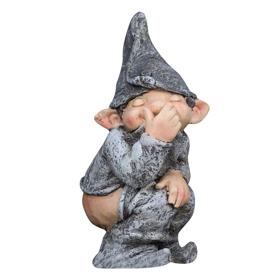 Naughty Gnome Miniature Resin Statue: Funny Pooping Dwarf