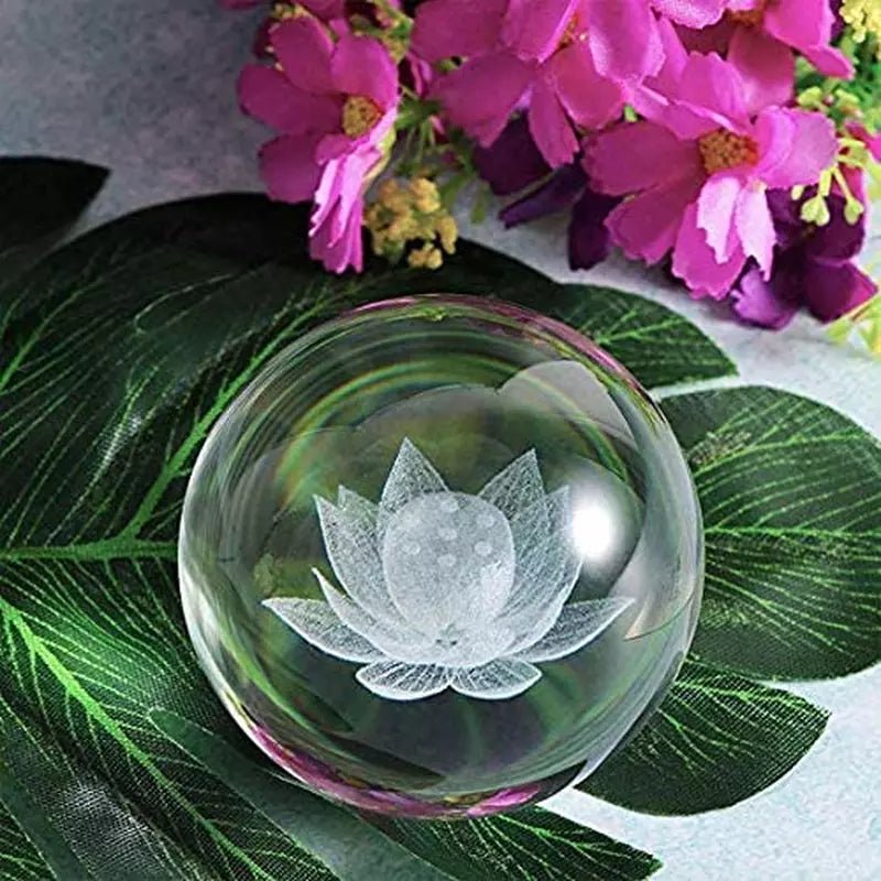 3D Laser Engraved Crystal Lotus Ball