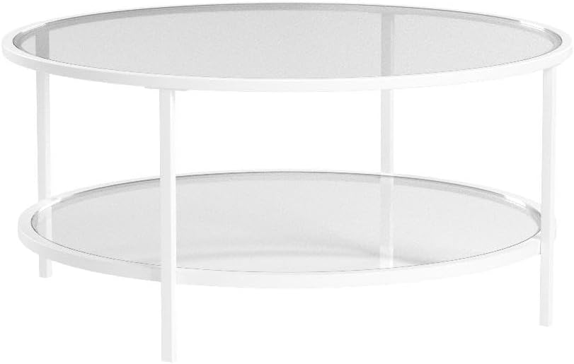 Elegant Round Coffee Table with Glass Top, Modern Design