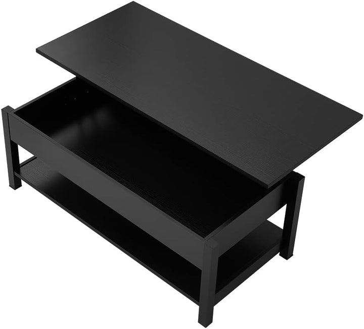 Lift Top Coffee Table with Hidden Compartment, Farmhouse, Black