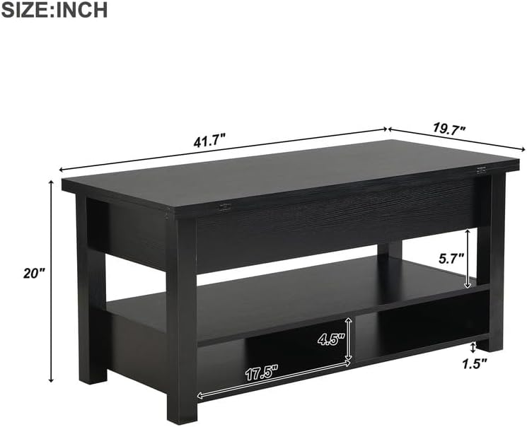 Versatile Coffee Table with Hidden Storage, Wooden Accent Table, Black