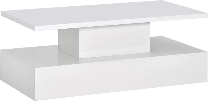 LUMISOL High Glossy UV Coffee Table with LED Lights, 2 Tiers, White