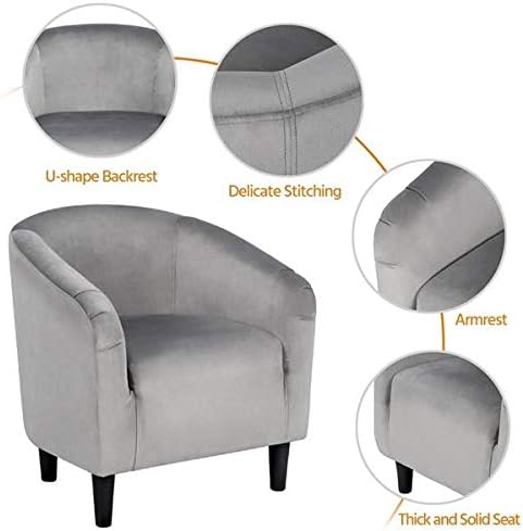 Velvet Accent Chairs Set of 2, Light Gray