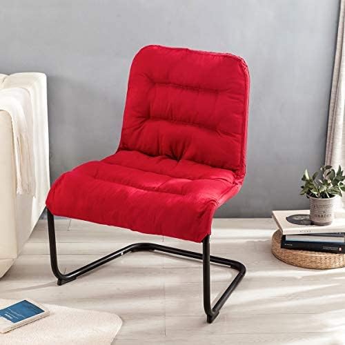 Durable Metal Modern Chair with Soft Cushion, Red