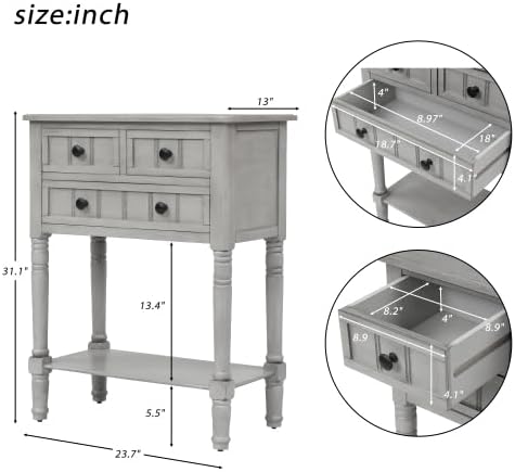 Narrow Console, Slim Sofa Table with Drawers