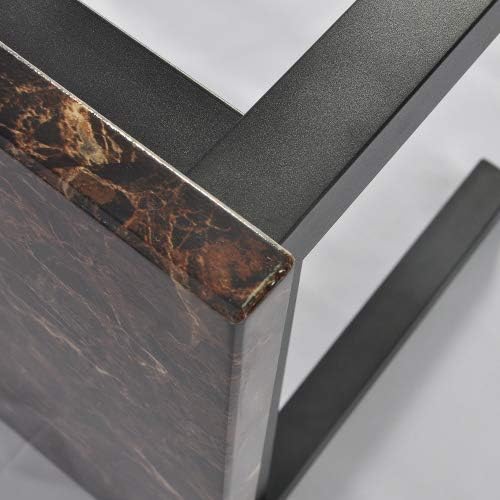 Lamerge Modern Marble Coffee End Table Set, 3-Piece, Brownblack