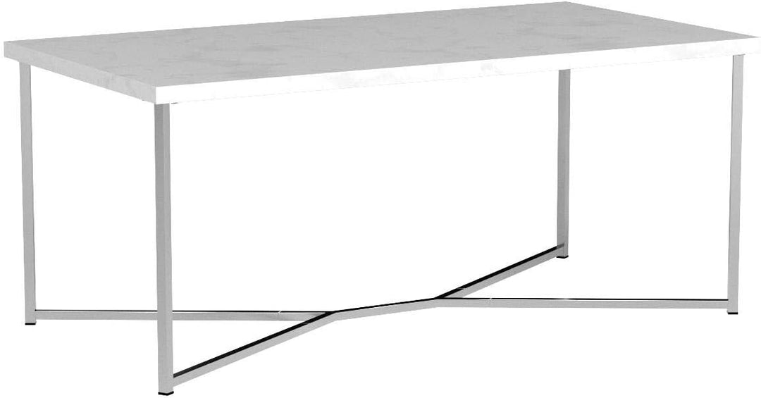 Mid-Century Modern Marble Coffee Table with Storage, Gold