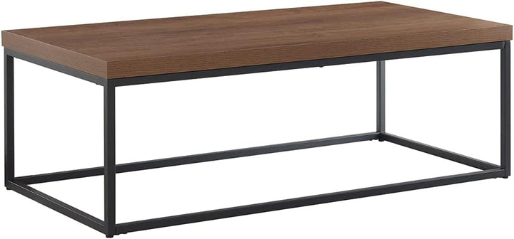 Rustic Dark Walnut Coffee Table, Modern Industrial Accent Piece, Walnut