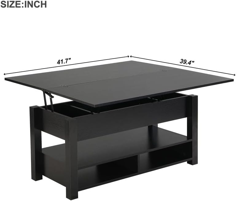 Versatile Coffee Table with Hidden Storage, Wooden Accent Table, Black