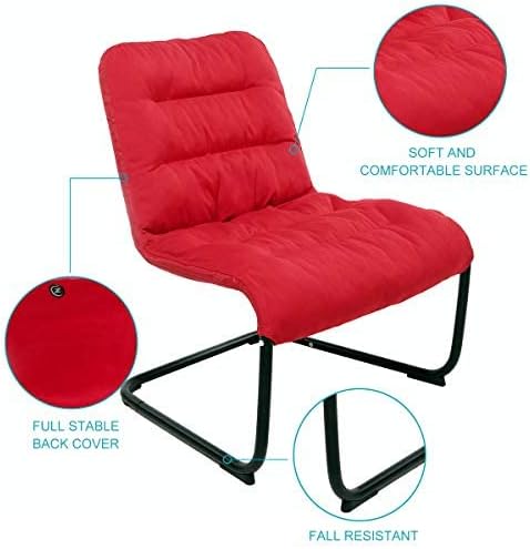 Durable Metal Modern Chair with Soft Cushion, Red