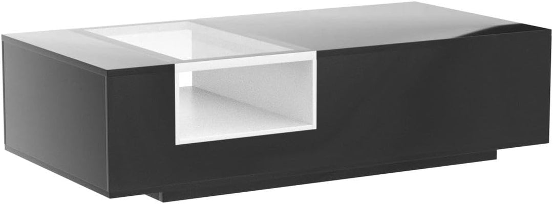 IKIFLY Modern High Glossy Coffee Table, Black