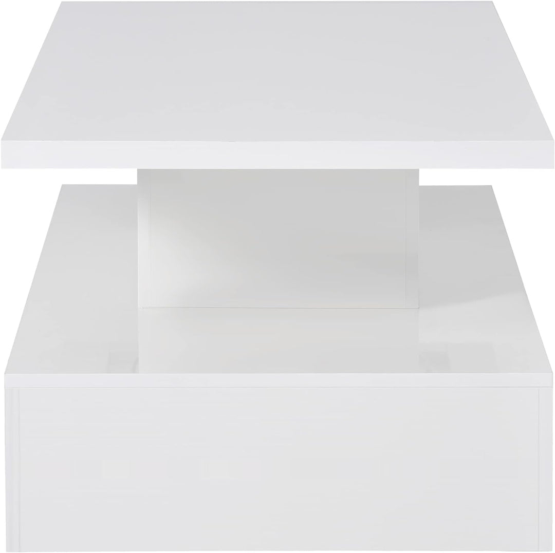 LUMISOL High Glossy UV Coffee Table with LED Lights, 2 Tiers, White