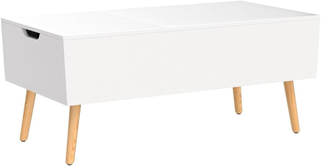 VOWNER Coffee Table with Lift Top, Hidden Storage, White