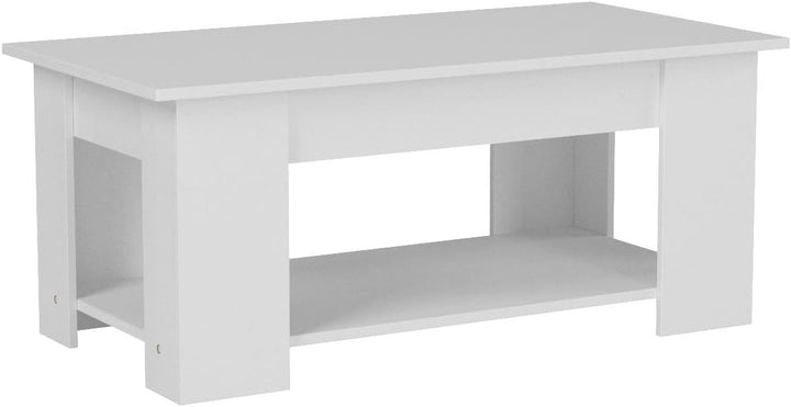 Lift Top Coffee Table with Hidden Storage and Shelf, White