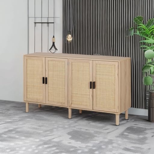 4 Door Sideboard Buffet Cabinet, 62.3x15.7x34.6