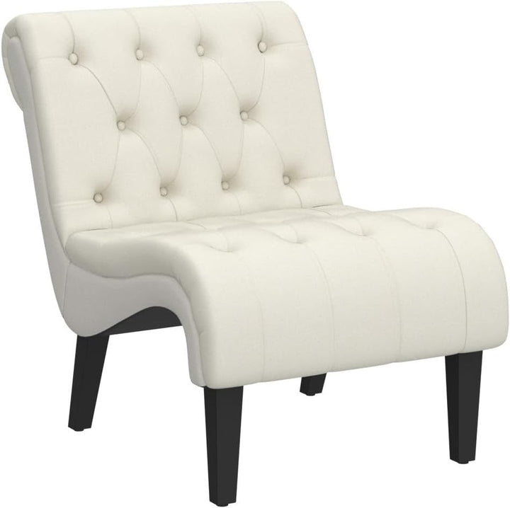 Armless Accent Chair Set of 2, Cream White