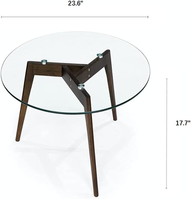 Round Tempered Glass End Table, Minimalist Mid Century Coffee Table