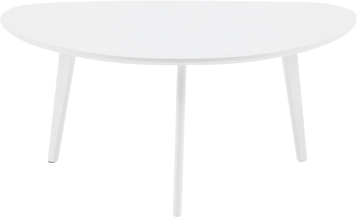 Small White Oval Coffee Table for Small Spaces, Modern