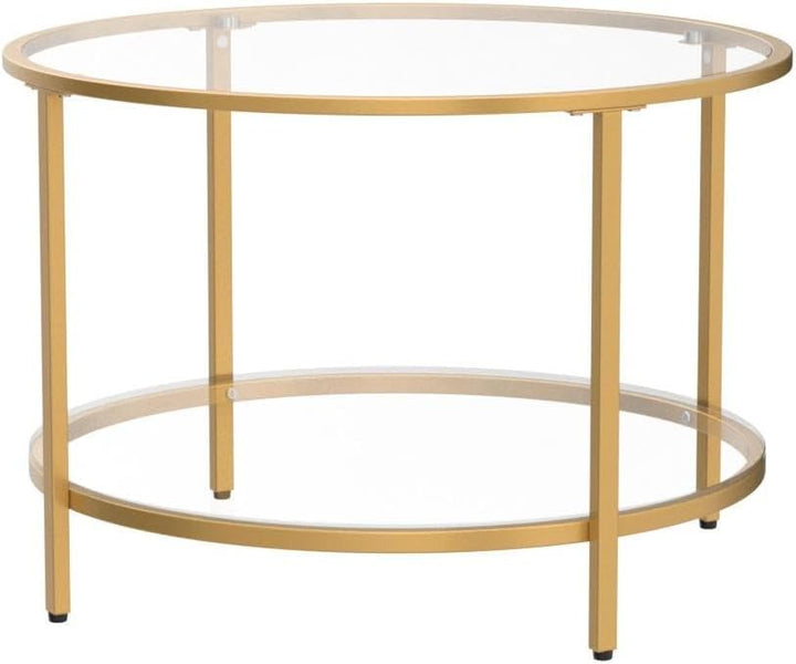 Elegant Glass Coffee Table, Champagne Gold Finish