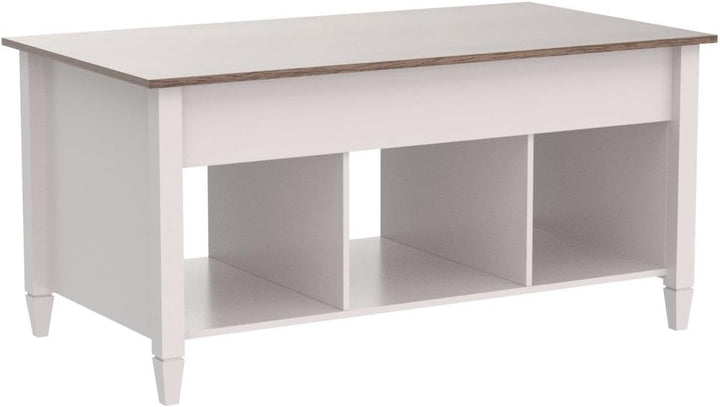 Lift Top Coffee Table with Storage Shelf, Hidden Compartment, White