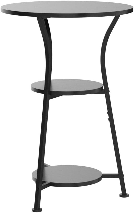 3-Tier Round Accent Table for Small Spaces, Black