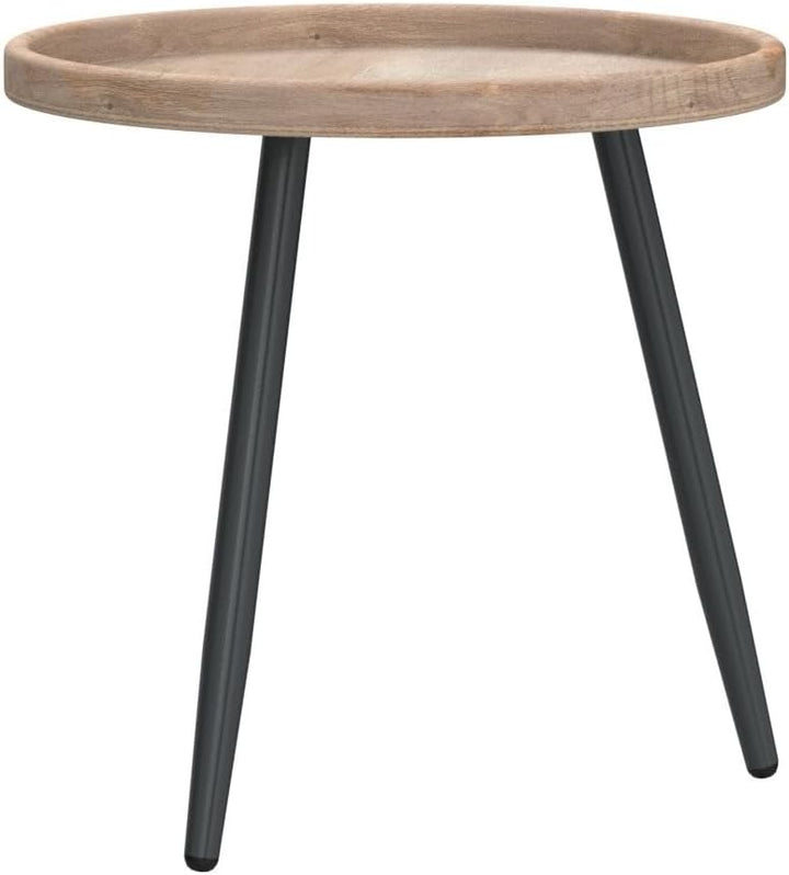 Round End Table, Side Table Nightstand with Wooden Tray