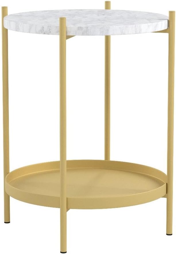 Alexis Round Modern Side Accent Table, Gold