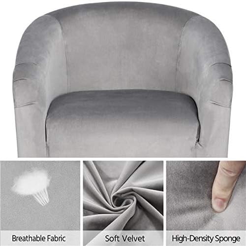 Velvet Accent Chairs Set of 2, Light Gray