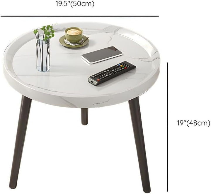 Round Coffee Table, Living Room Table with 1-Tier Storage, White