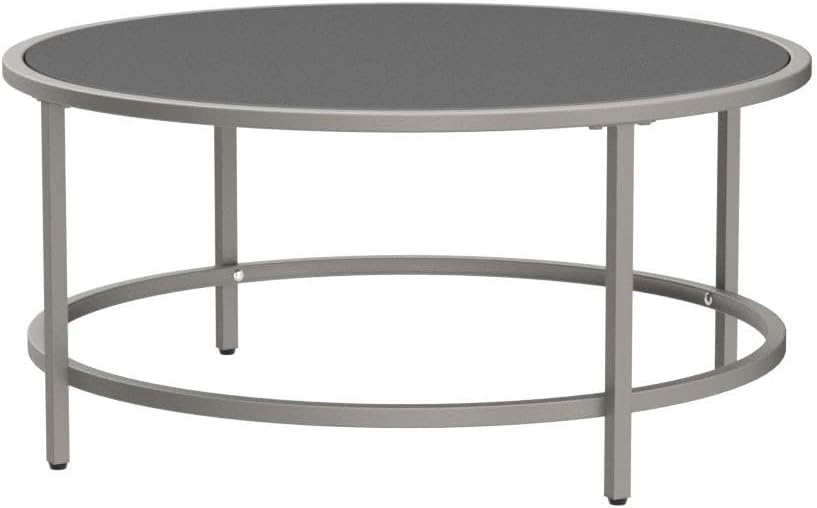 Modern Round Tempered Glass Accent Side Coffee Table, Gray